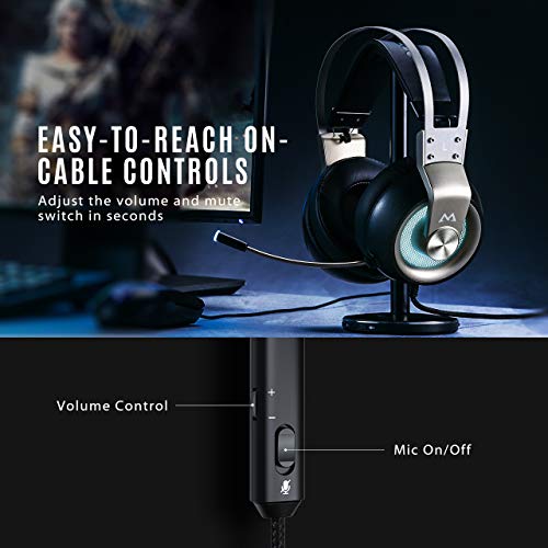 Mpow EG3 PRO Gaming Headset (All-Platform Edition), with Mic, 50mm Drivers, Bass Boost Surround Sound, In-line Control, Zero Fatigue Earpads, PC, PS4 Headset, LED Gaming Headphone for Xbox one, Switch - Thumbnail 5
