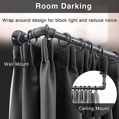 Industrial Curtain Rods Matte Black Pipe Curtain Rod for Windows 48