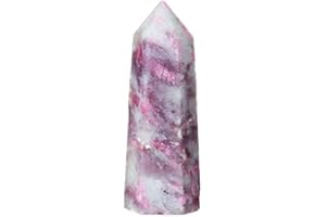 APENGSHI Plum Tourmaline Healing Crystal Tower 2.4-2.8" Natural Crystal Stone 6 Faceted Single Point Chakra