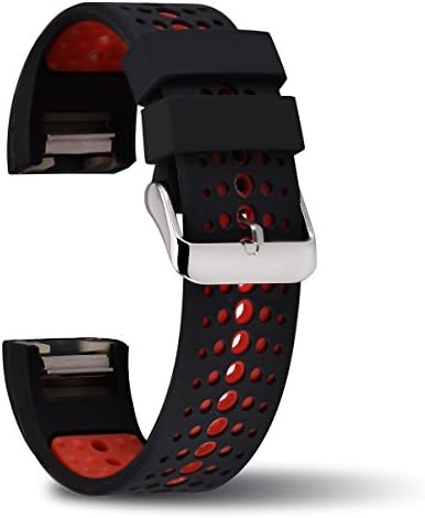 Charge2 Band,Fitbit Charge 2 Band Silicone Replacement Strap with Classic Buckle and Massage Tablets for Fitbit Charge 2 HR Wristband Heart Rate Fitness Tracker Small/Medium (Red)