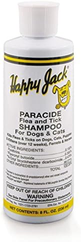 Happy Jack 8 Oz Paracide Flea and Tick Shampoo for Dogs, Puppies, Cats, and Kittens