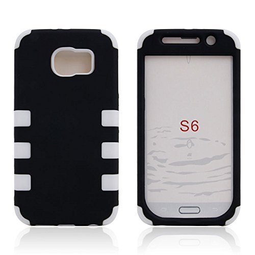 Galaxy S6 Case, S6 tpu case,Galaxy S 6 Six Points robot cases[3 Layer Design],Vogue shop [Ultra Slim] [Perfect Fit] [Scratch Resistant][Anti Drop & Scratch] [Robot Series] Fashion design Bumper case Skin Protective Case Cover For Samsung Galaxy S 6.New Robot Case 3 in 1 3-piece Combo Hybrid Defender High Impact Body Armor Hard PC & Silicone Black and White Stripes Case flexible and durable silicone material Hard Cases Covers Protector For Samsung Galaxy S6 2015 New Release with one stylus /1 screen touch pen (vogue shop-white black)