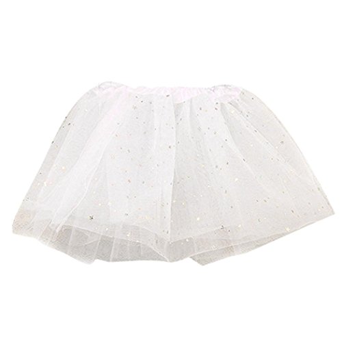 ZLOLIA Baby Clothes Autumn Winter Girl Princess Stars Sequins Party Dance Ballet Tutu Skirts (One Size, White)