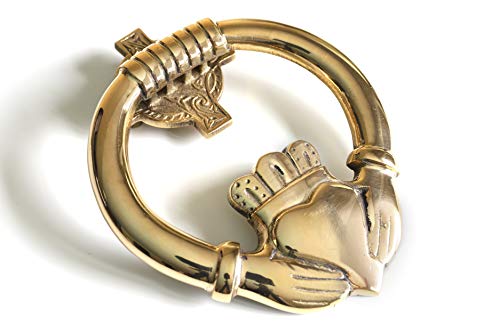 Claddagh Door Knocker 7" x 5 ½" Large Durable Solid Brass Heavy All Fittings Supplied Designed in Ireland