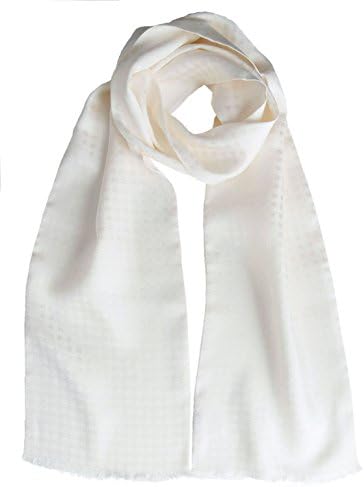 Elizabetta Men's Italian Pure Silk Aviator Opera Scarf, Handmade in Italy (Soft White)