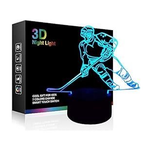 Hockey Player 3D Lamp Night Lights for Kids 7 LED Color Changing Touch Table Desk Lamps Lighting Cool Toys Gifts…