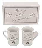 60th Diamond Anniversary Gift Boxed Porcelain Mugs By Haysom Interiors