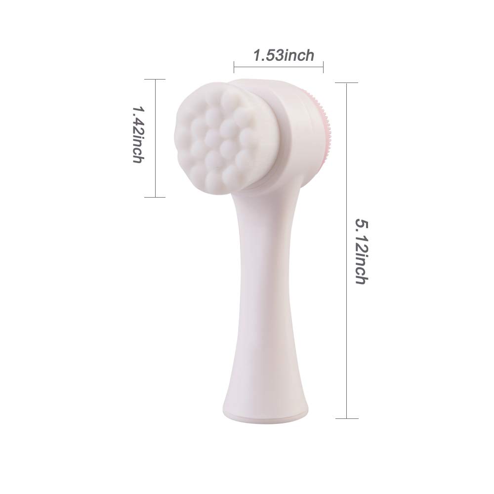 Manual Facial Cleansing Brush, YUSONG Exfaliating Facial Scrub Brush, Non-Electric Double sided Exfoliating Brush, Silicone Pad & Nylon Bristles, Dual Cleansing Brush for Cosmetic Removal (White): Beauty