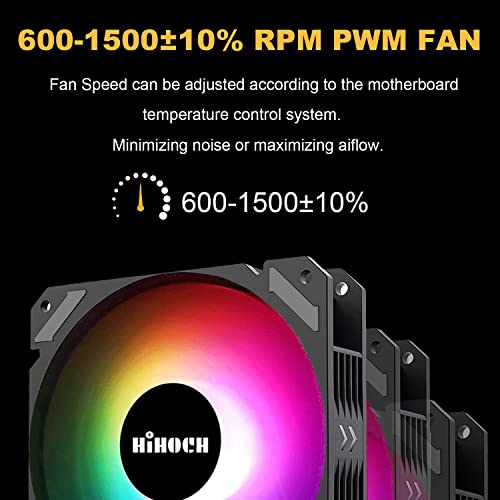 HiHOCH ARGB Case Fans with PWM Hub, 120mm PC Fans 5V ARGB Motherboard
