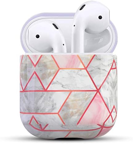 Case for Airpods Case,HIDAHE AirPods Case Marble,Cute AirPods Designer Cover Protective Leather AirPods Accessories Kit for Girls Compatiable with Apple AirPods 1st/2nd Charging Case,Pink
