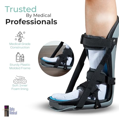Alpha Medical Plantar Fasciitis Night Splint – Stretch Boot, Sleeping Boot, Achilles Tendonitis, Fascia, Calf Tendon Stretching, Heel and Bone Spur, Arch pain. Right & Left Foot. L4398 L4398 (Medium)