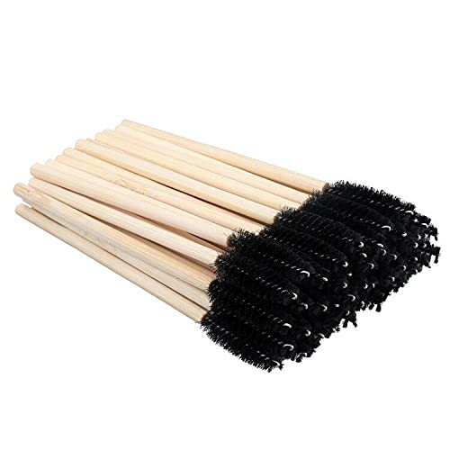 G2PLUS 50PCS Bamboo Lash Mascara Wands - Black Disposable Eyelash Brushes Spoolies- Eyelash Mascara Applicator Brush Makeup Tools for Eye Lash Extensions