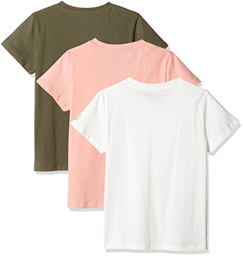 Kid Nation Kids' 3-Pack Short-Sleeve V-Neck Cotton Jersey T-Shirt for Boys Girls L Seashell Pink + Olive + Eggnog …