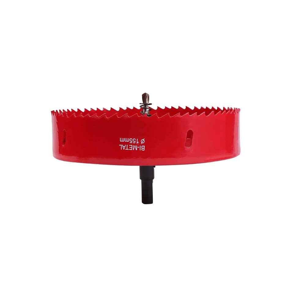 Utoolmart 155mm Bi-Metal Hole Saw M42 High Speed Steel Holesaw Blade 25mm Cutting Depth Opener Cutter Drill Bit with Triangular Handle for Wood Sheet Metal Plastic Fiberboard