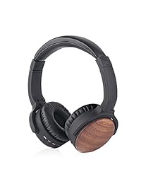 Auriculares Bluetooth con cancelación de ruido activo con micrófono integrado, HFNOISIKI de madera natural para oídos inalámbricos HiFi estéreo de graves profundos con micrófono de cancelación de ruido para teléfono móvil TV viaje trabajo