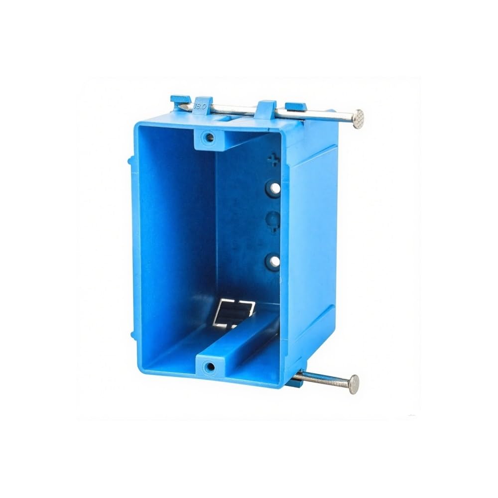 Photo 1 of 1-Gang PVC Electrical Outlet Box, 18 cu in Blue Switch Box - UL514C & UL263 Listed, Compatible with 7/10, 8/12, 9/14 AWG Wires (1-Pack)