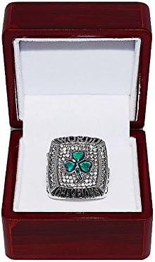 BOSTON CELTICS (Kevin Garnett) 2008 NBA FINALS WORLD CHAMPIONS (Banner 17 Champs) Rare & Collectible High-Quality Replica NBA Basketball Silver Championship Ring with Cherrywood Display Box