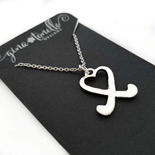Field Hockey Sticks Charm Necklace Silver Jewelry