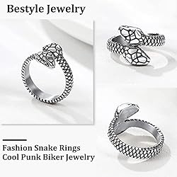 Bestyle Cool Stainless Steel Snake Ring for Women