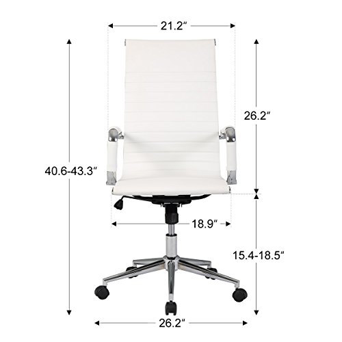 2-Packs YAMASORO High Back Office Ribbed Task Chair Leather Swivel Tilt Adjustable Chair Designer Executive Manager Staff office, Conference Room Reception, Home Office