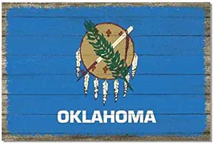 PotteLove Oklahoma State Flag Wood Sign Rustic Wall Decor Gift 12x18