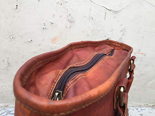PASCADO leather tote bag purse satchel shoulder bag with zipper handbags for women brown handmade