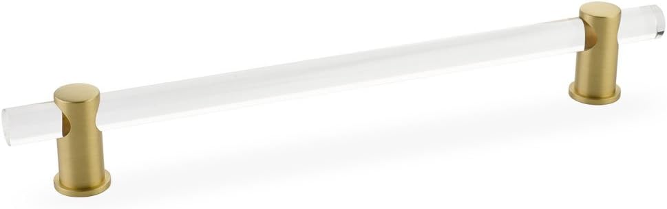 Schaub Lumiere Collection 8 in. (203mm) Adjustable Clear Acrylic Pull, Satin Brass - 408-SB