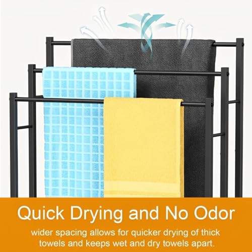 Beauenty Bathroom Towel Rack,3 Tiers Metal Towel Rail Standing,Bath Towel Stands,Freestanding Towel Holder for Bath Storage & Hand Towels,Next to Tub or Shower,Outdoor Pool Towel Racks