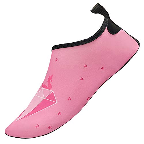 Water Socks Swim Socks for Womens Mens Kids Quick-Dry Aqua Water Shoes Barefoot for Beach Pool Surf Yoga Exercise, Pink, 6.5-7 M US Women/ 5.5-6 M US Men