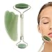 Jade Roller & Gua Sha Massage Tool Set, Jade Roller for Face, 100% All-Natural jade, Highly Potent, Anti Aging Wrinkle, Facial Massager Therapy, Clears Toxins, Reduces Puffiness