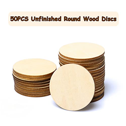 5cm Wooden Circles, 2.5mm Plywood/Unfinished Plain Round Wood Discs for