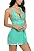 Avidlove Women V-neck Lace Babydoll Mesh Chemise Sleepwear Sexy Open Back Lingerie Green X-Large