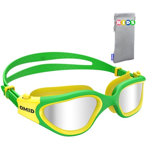 OMID Kinder Schwimmbrille, P2mini polarisierte Schwimmbrille bequem für Alter 6-14