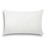 Floureon Shredded Memory Foam Pillow Ultra Plush with Bamboo Cover Removable Zippered Optimal Comfort Support Antibacterial Hypoallergenic Relieve Neck Pains, Queen (1)