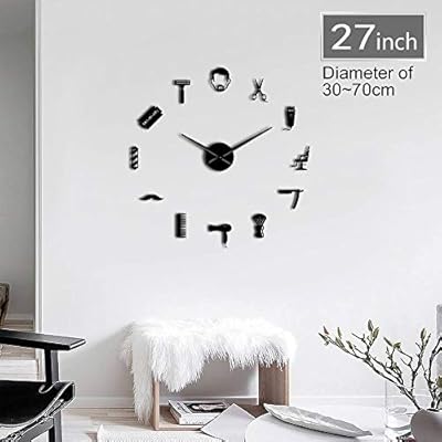 Mlorei Framless Male Barber Shop Acrylic Simple 3d Diy Wall Clocks