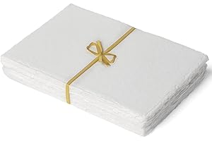 NOMADCRAFTSCO. 300 GSM White Watercolor Paper | 50 Sheets of Handmade Vintage Deckled Edge Cotton Paper, Durable, Ideal for Sketching, Water Color Painting Drawing & Artist Supplies