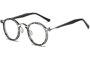 JOLLYNOVA Tel Retro Oval Small Prescription Glasses Frame Man，Metal Acetate Eyeglasses 47-26-150mm