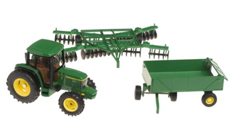 Ertl John Deere 6410 Tractor With Barge Wagon And Disk, 1:32 Scale