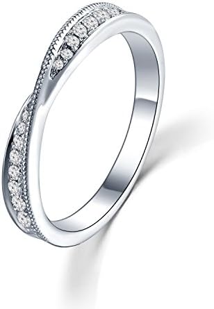 18ct White Gold with Diamond Entwined Engagement Wedding Couple Ring for Women (0.14 cttw, G-H Colour, VS2-SI1 Clarity)