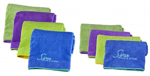 Sivan Health And Fitness 100% Microfiber Non-slip Yoga Towel (20" x 30"), Super Absorbent, Durable, Machine Washable (Green & Lavender) - Thumbnail 5