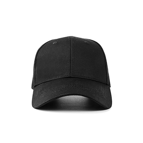 Unisex Plain Easy Adjustable Baseball Cap Hat Modern Design by Izus, Black, Free - Thumbnail 4