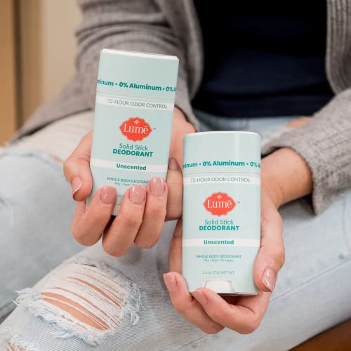 Lume Natural Solid Deodorant Stick Whole Body Deodorant AluminumFree, Baking SodaFree