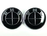 BMW ALL Whole Black Emblem Badge Logo for Hood Front & Trunk Rear 82mm 3.23 inch, 2 pins at the back