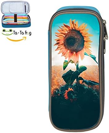 ERNIU Sunflower Pencil Case, Homecube Large CapacityPouch Durable Students Stationery Two Big Pockets With Double Zipper