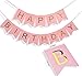 Pink and Gold First Birthday Decorations - 40 Inch | Happy Birthday Sign for Pink Birthday Decorations | 1st Birthday Decoration for Girls and Boy | Gold One Balloon for First Birthday Decorations
