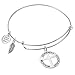 Qina C Sterling Silver Christian Cross Serenity Courage Wisdom Dangle Charm Prayer Faith Adjustable Bangle Bracelet