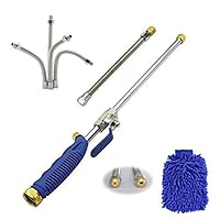 Buyplus Hydro Jet Pressure Power Washer Wand - Upgrade Water Hose Nozzle, Garden Hose Sprayer, Watering Jet for Car Wash and Window Washing, Flexible Glass Cleaning Tool, 2 Tips