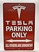 Funny HAHA USA Tesla Parking Only Unworthy Personalized Parking Sign - Aluminum 8 x 12 Red, White