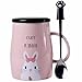Angelice Home Cute Rabbit Mug Bunny Mug Funny Ceramic Coffee Mug with Stainless Steel Teaspoon Novelty Coffee Mug for Bunny Lovers Coffee Lovers