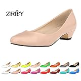 ZriEy Women's Closed Round Toe Pumps Low Mid Kitten Heels for Business Work Office Shoes